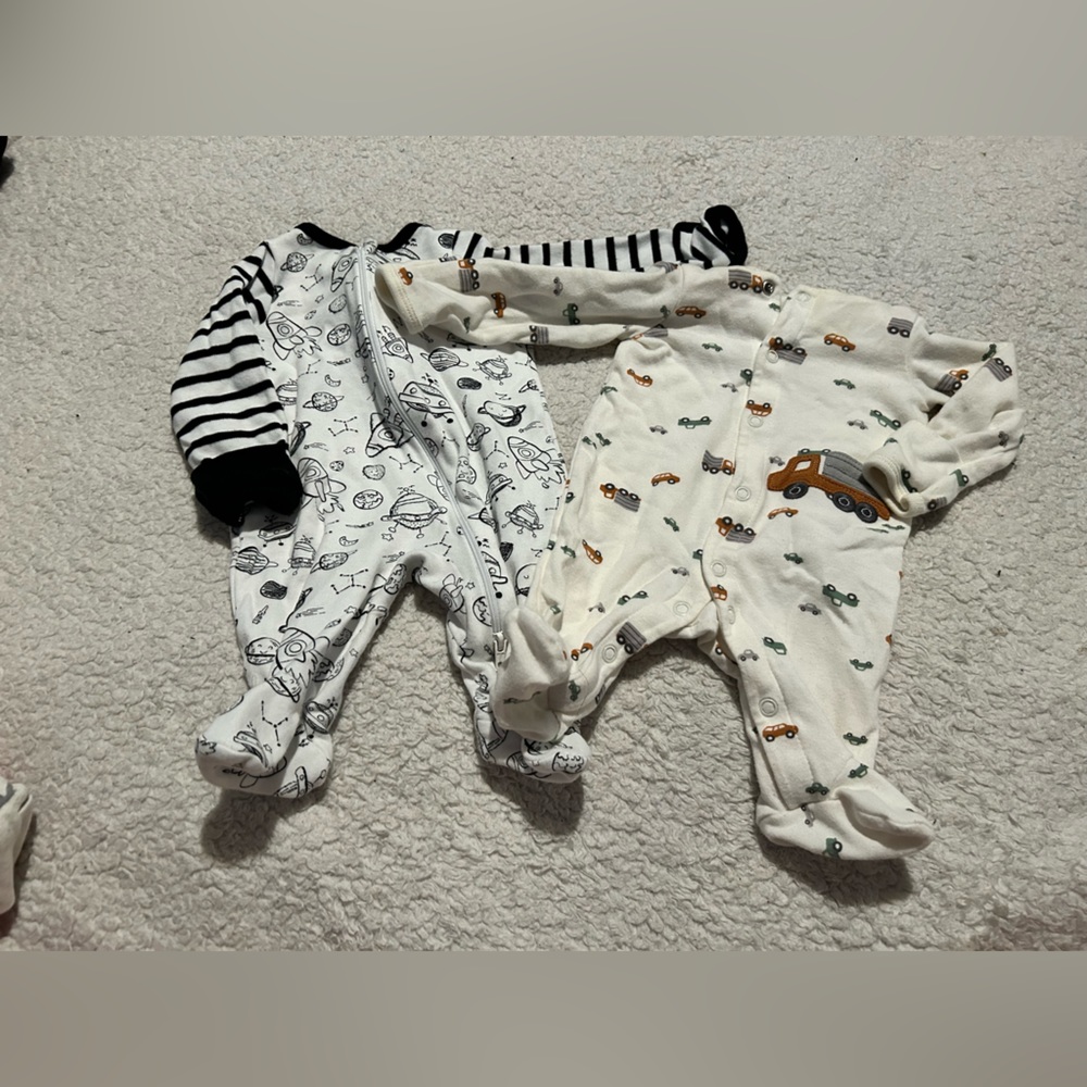 Space and truck onesies